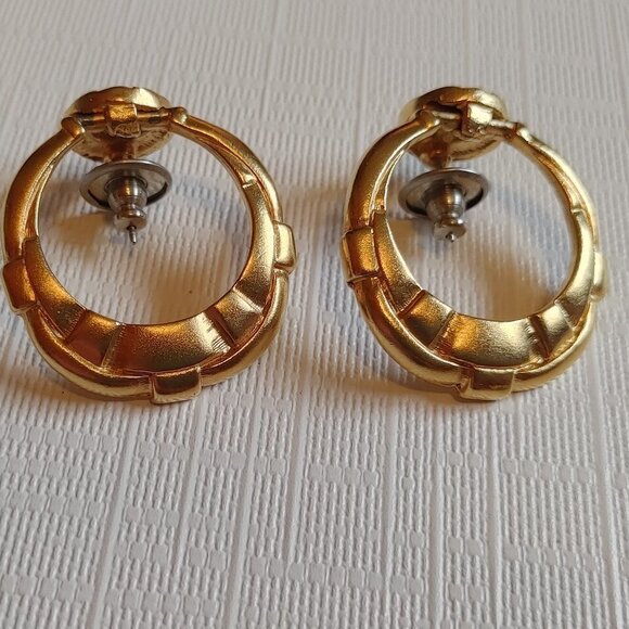 Vintage Door Knocker Earrings Gold Tone - Picture 2 of 4